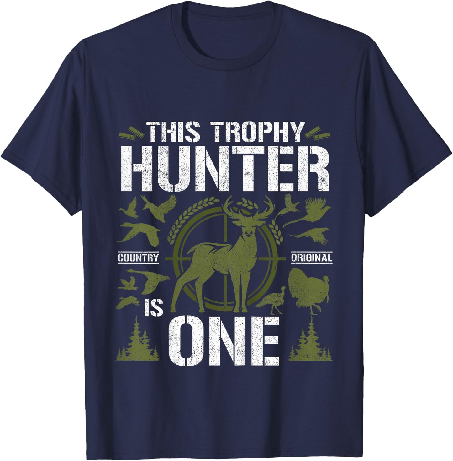 1 Year Old Hunting Birthday Party Duck Deer Hunter 1st Gift T-Shirt - T-Shirt | Navy