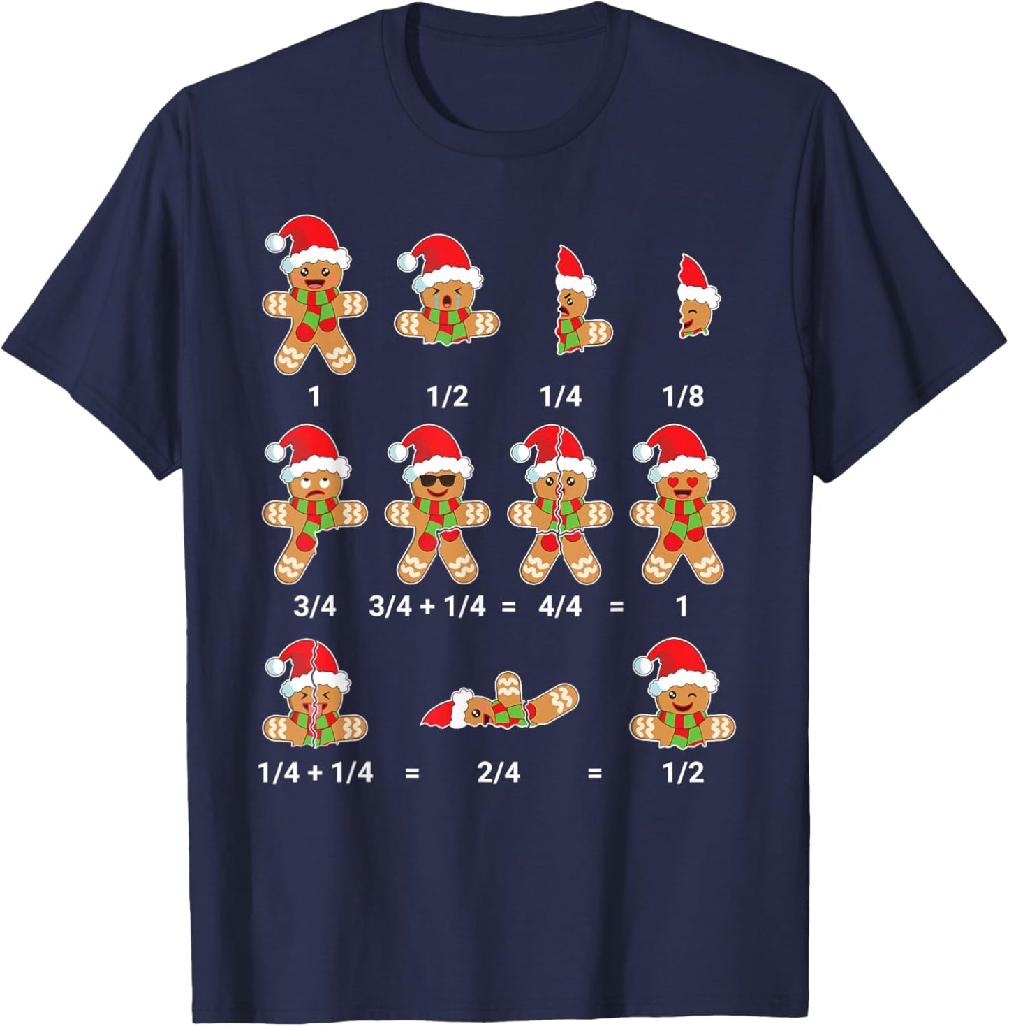 Christmas Math Shirt Men Women Kids Gingerbread Cookie T-Shirt - T-Shirt | Navy