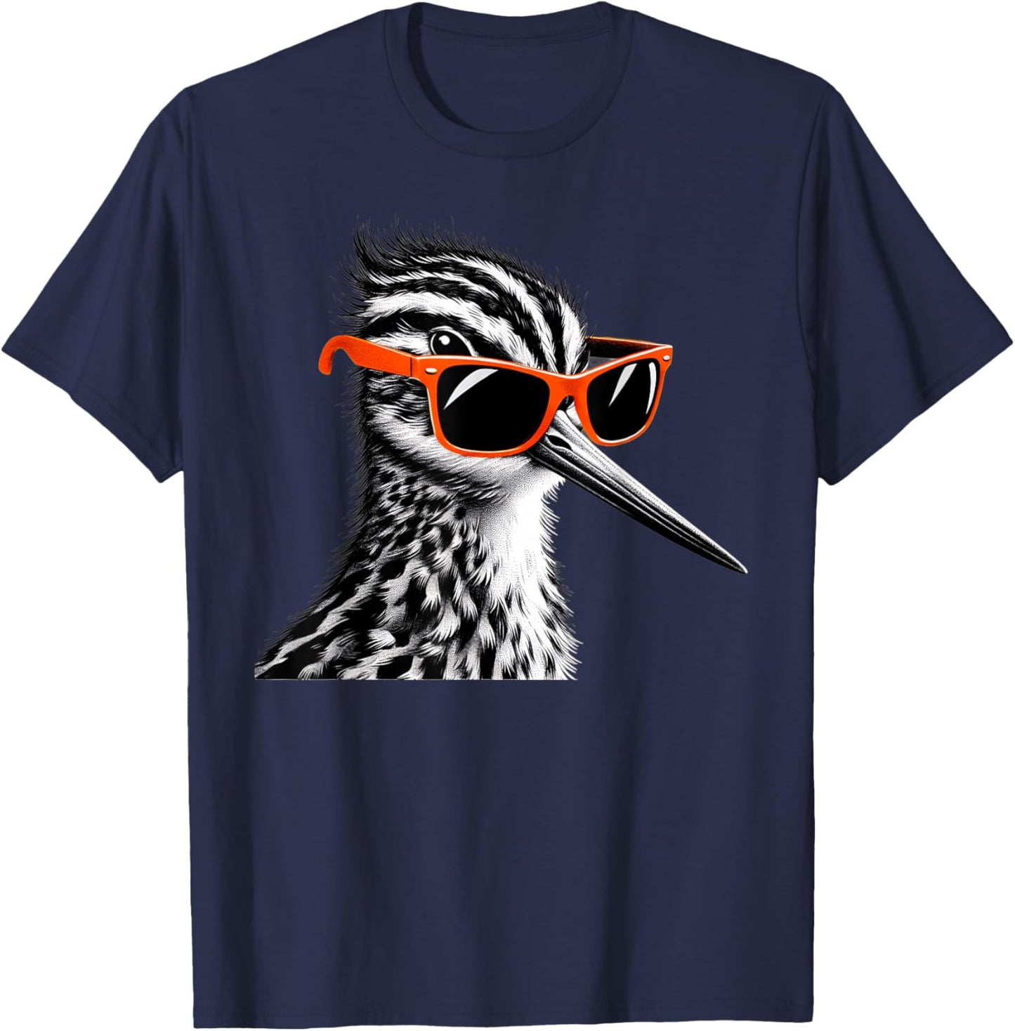 Cool Snipe Bird Wearing Sunglasses Graphic Art T-Shirt - T-Shirt | Navy