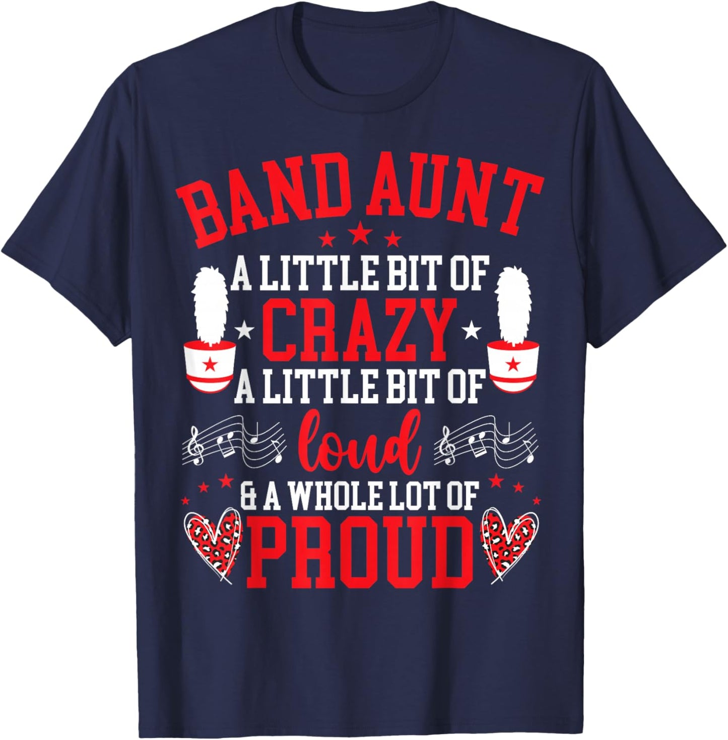 Band Aunt Proud Marching Band Aunt T-Shirt - T-Shirt | Navy