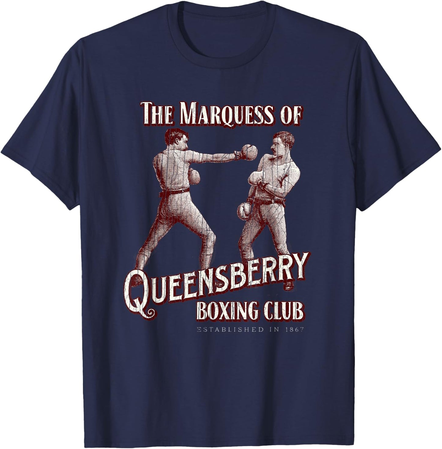 Marquess of Queensberry Boxing Club: Distressed Boxer T-Shirt - T-Shirt | Navy