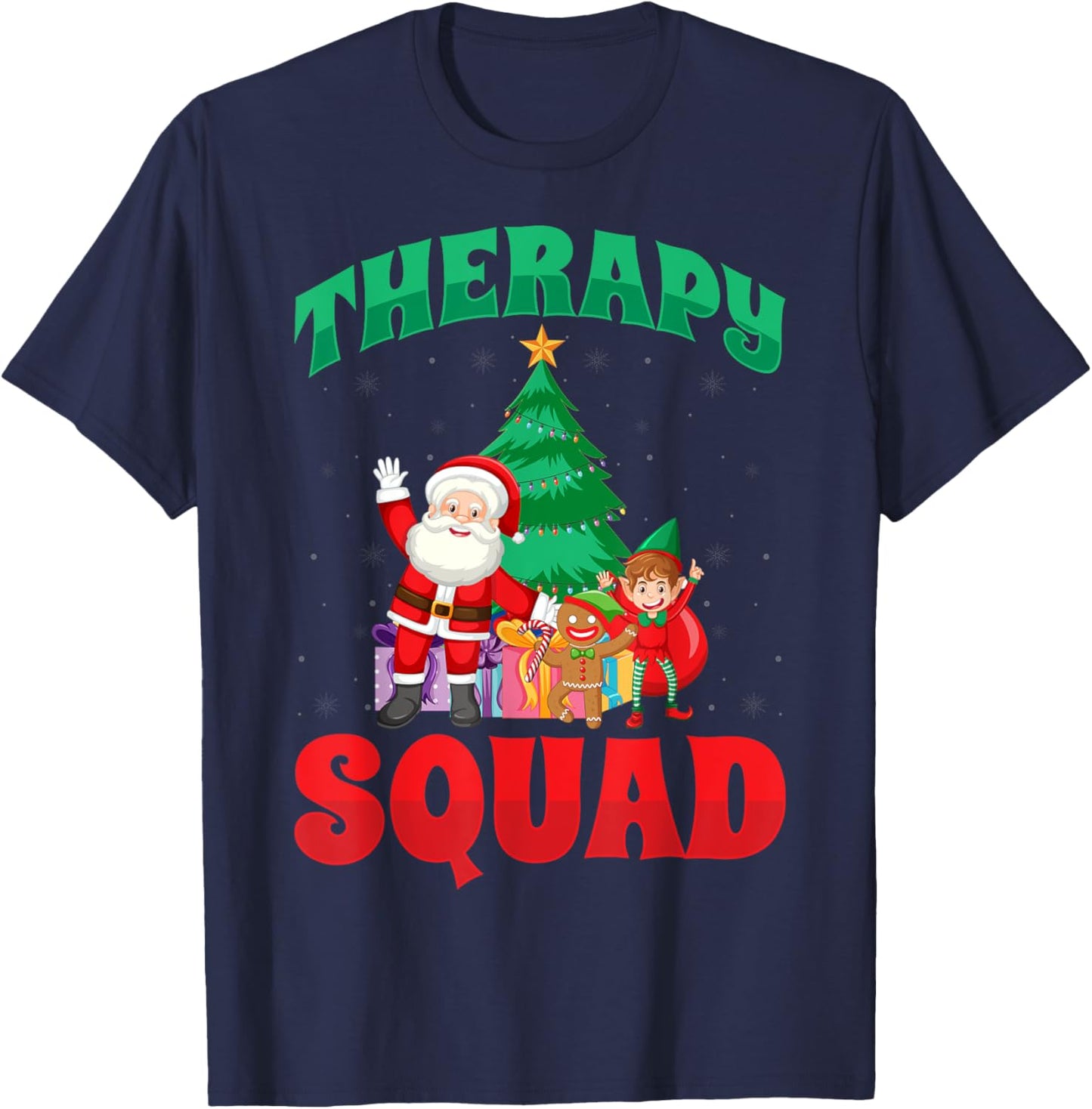 Therapy Squad Xmas Santa SLP Speech Pathologists Christmas T-Shirt - T-Shirt | Navy