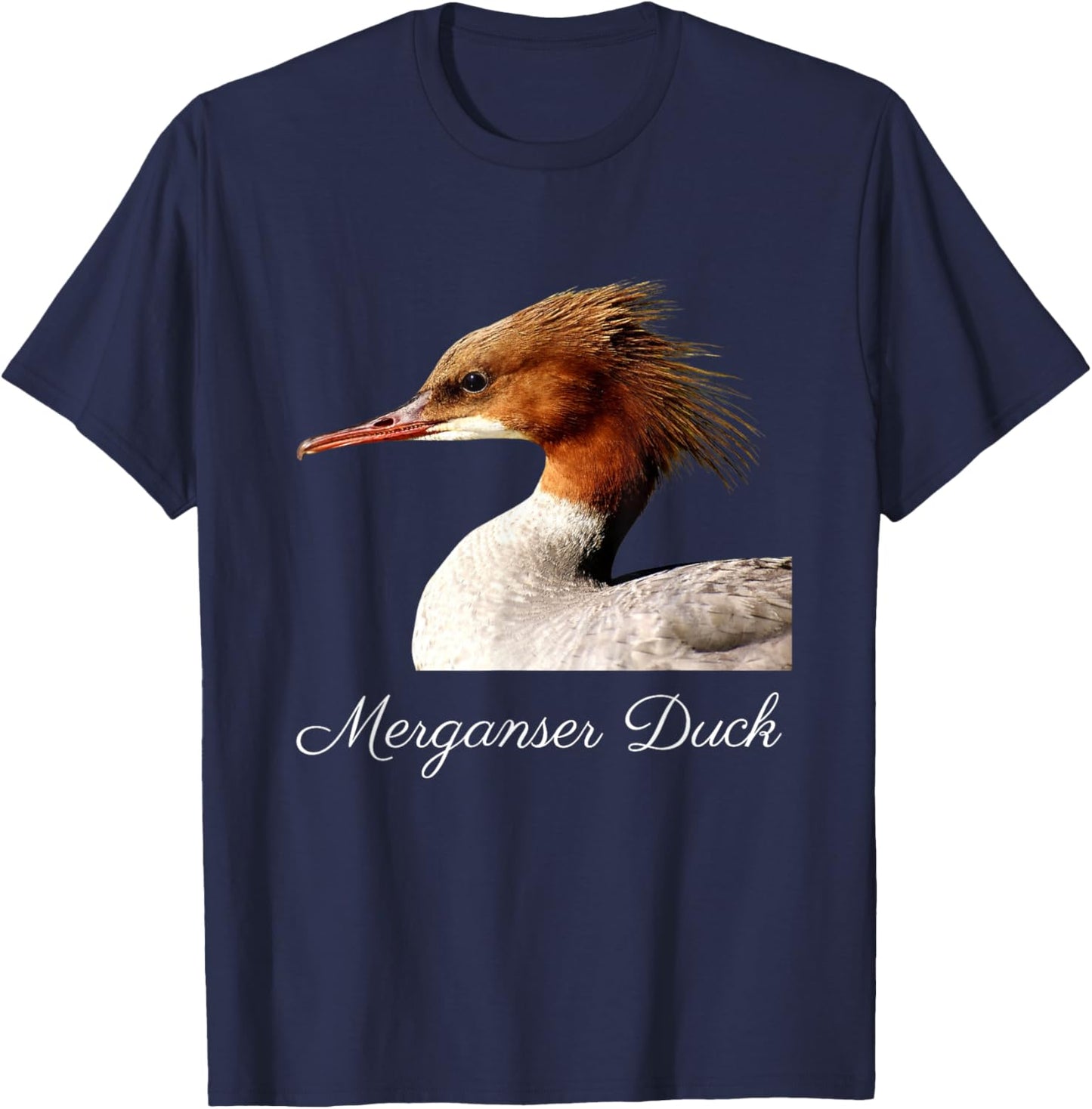 Merganser Duck Shirt Duck Bird Ornithology T-Shirt - T-Shirt | Navy