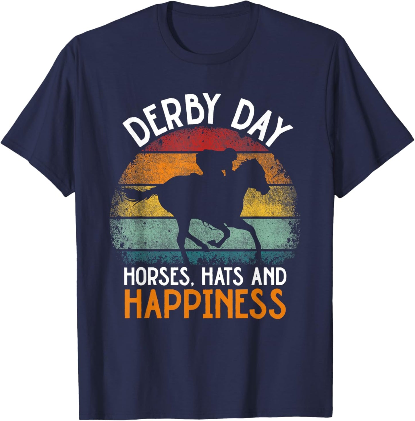 Derby Day Horse Silks and Hats Jockey Horse Racing T-Shirt - T-Shirt | Navy