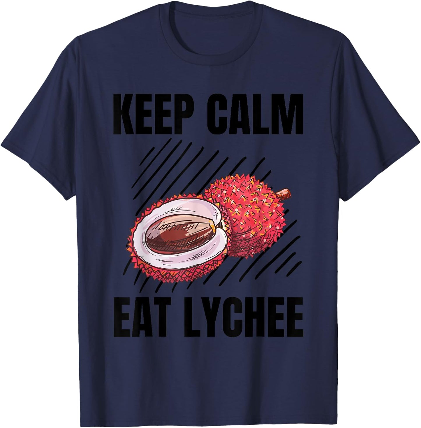 Keep Calm Eat Lychee Vintage Grunge Lychee Lover T-Shirt - T-Shirt | Navy