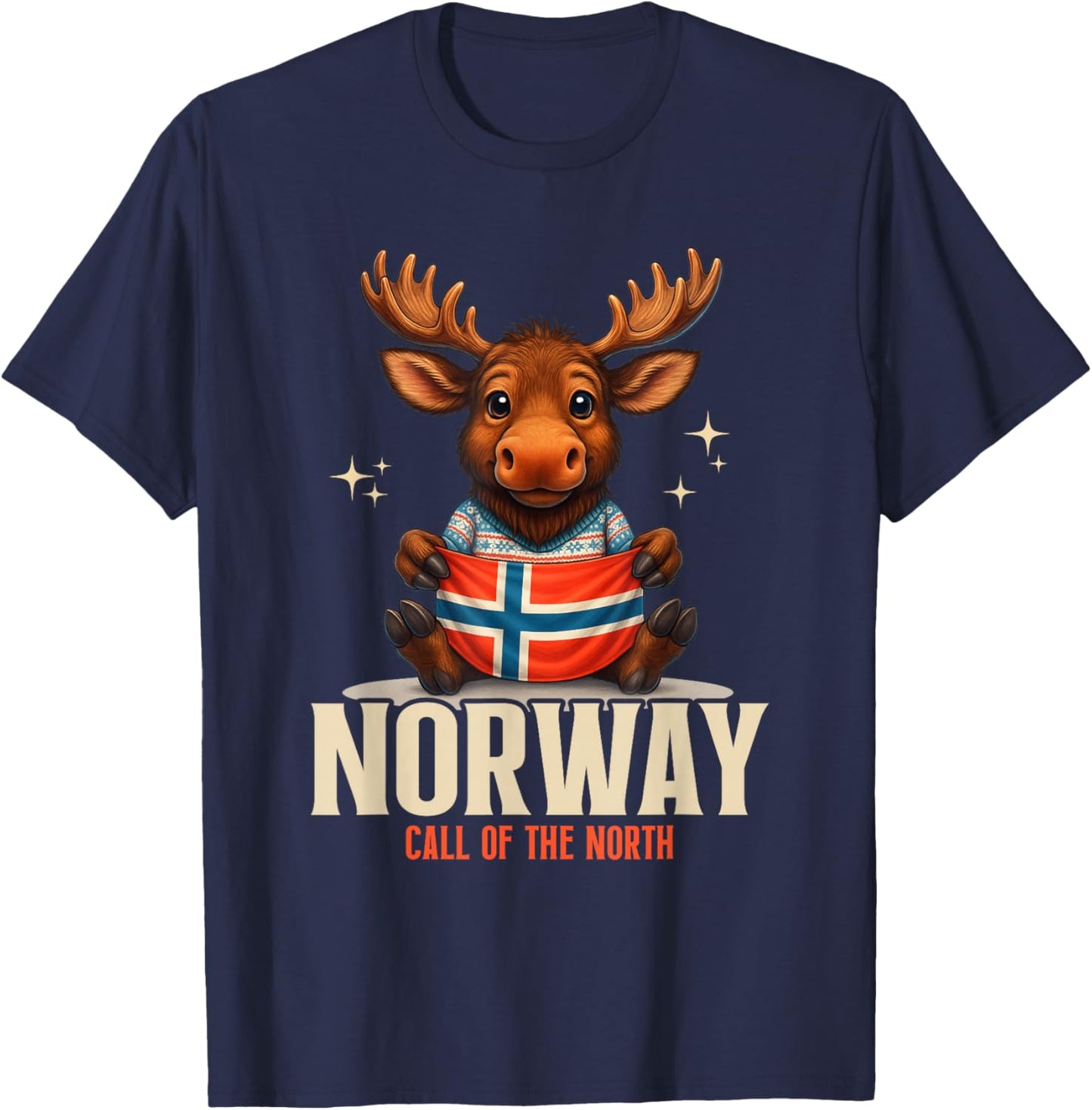 Norvège Élan Drapeau Nordique Culture Nature Norvégienne T-Shirt - T-Shirt | Navy