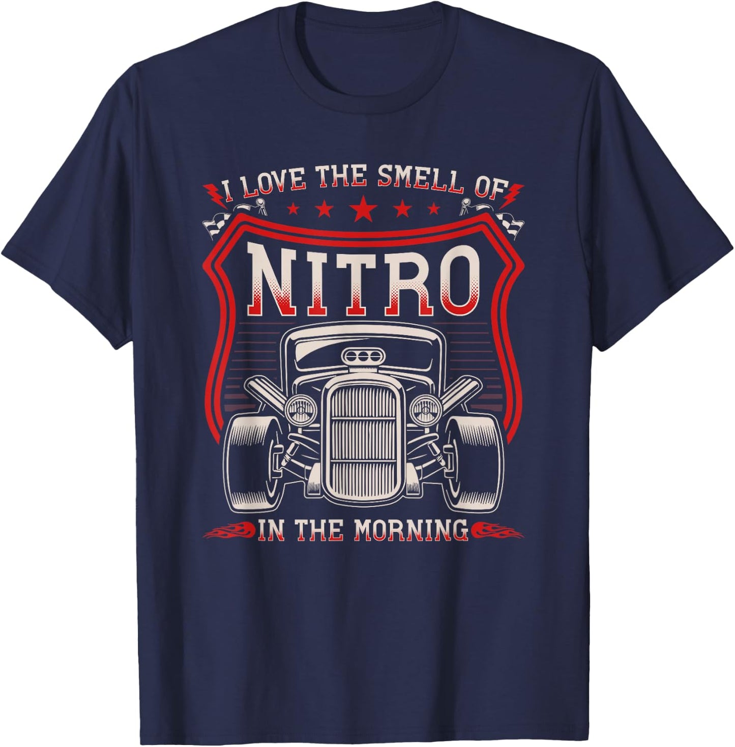 I Love The Smell Of Nitro, Retro Hot Rod Racing Car T-Shirt - T-Shirt | Navy