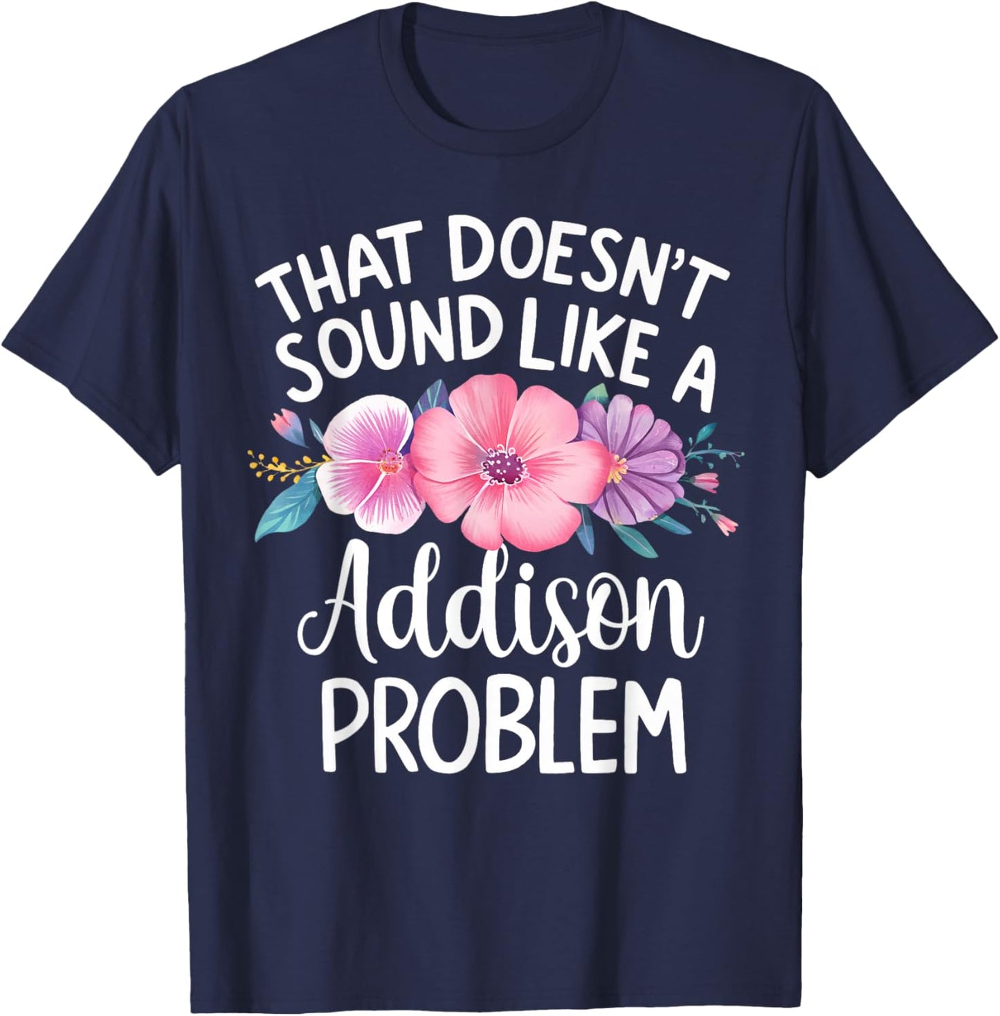 Addison Personalised Cute Flower Girls Addison Name T-Shirt - T-Shirt | Navy