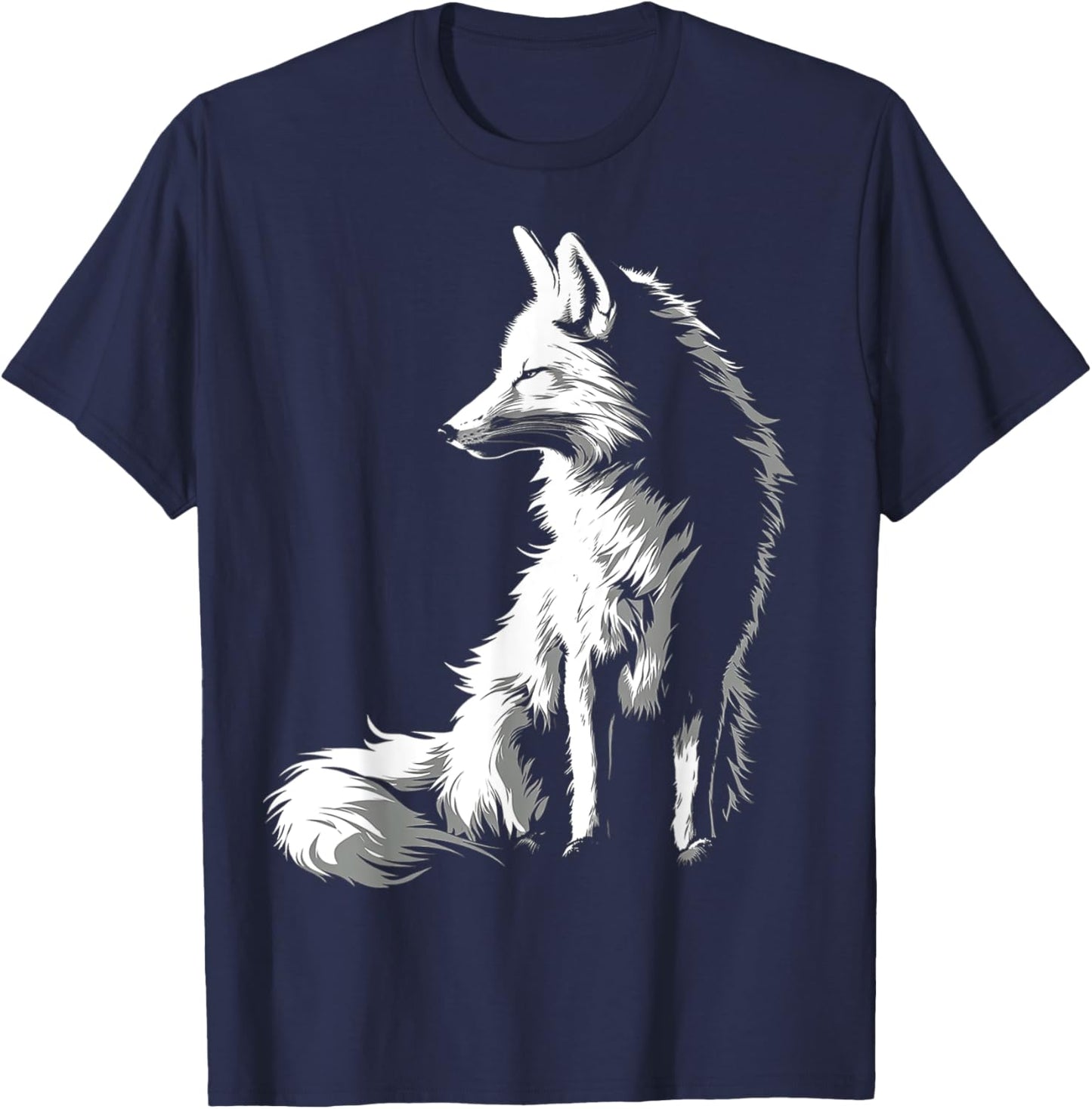 Fox Drawing Illustration Animal Art Graphic Fox T-Shirt - T-Shirt | Navy
