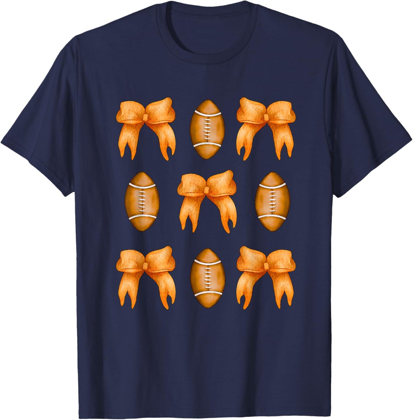 Coquette Bow American Football,Coquette Halloween Football T-Shirt - T-Shirt | Navy