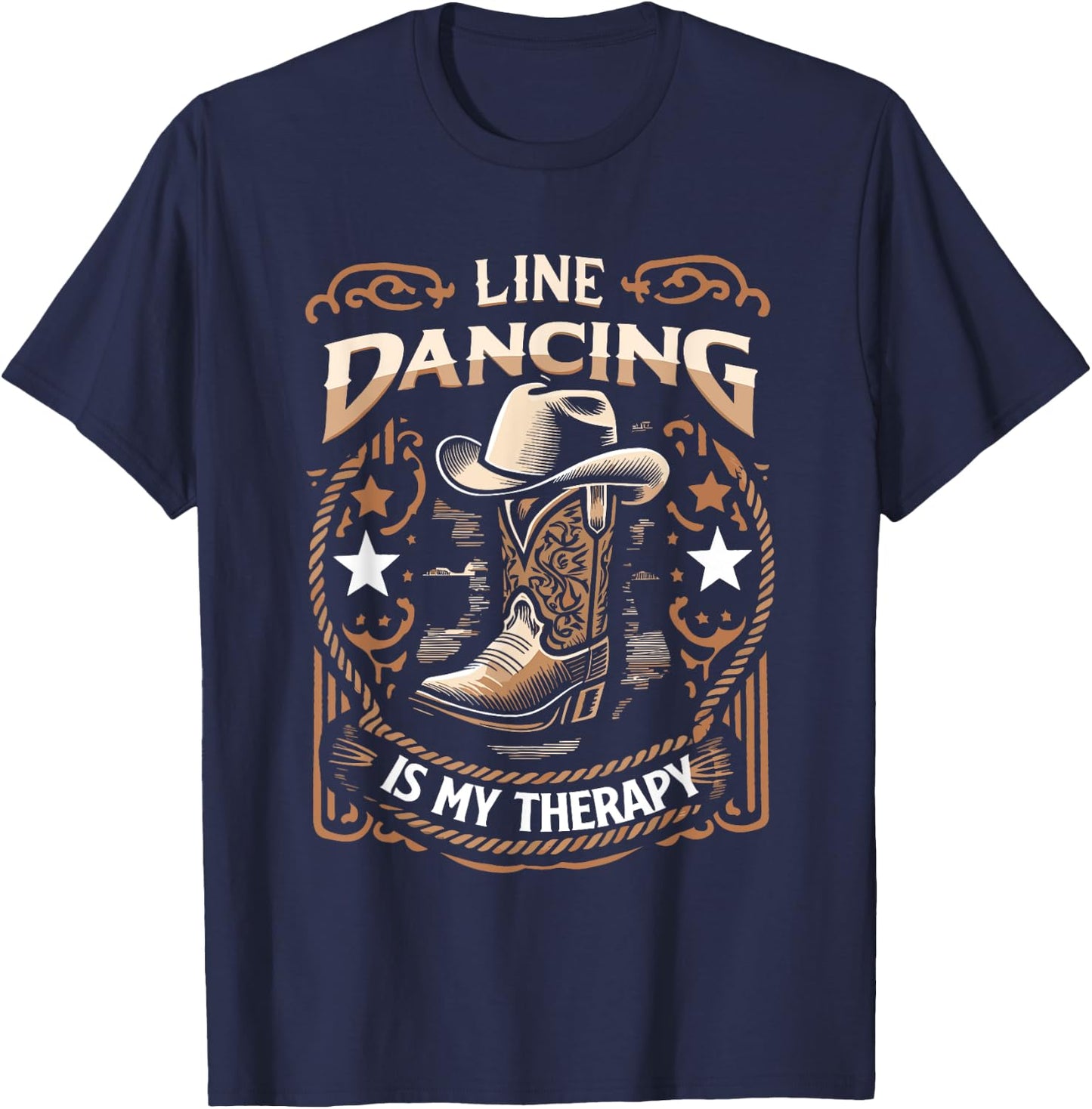Line Dancing Is My Therapy Country Music Line Dancers T-Shirt - T-Shirt | Navy