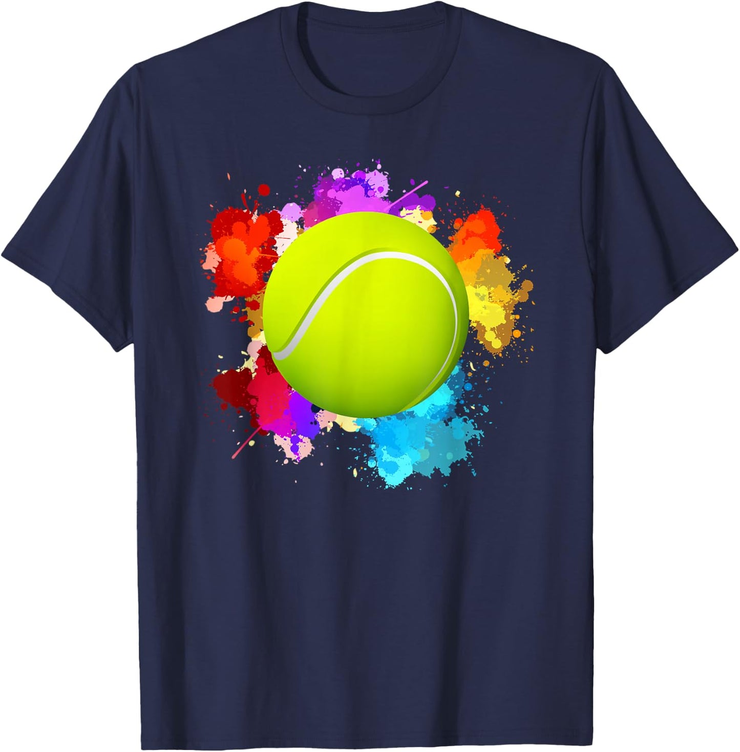 Tennis Balls Racket Sport Watercolor Art Teenager Gifts Fun T-Shirt - T-Shirt | Navy