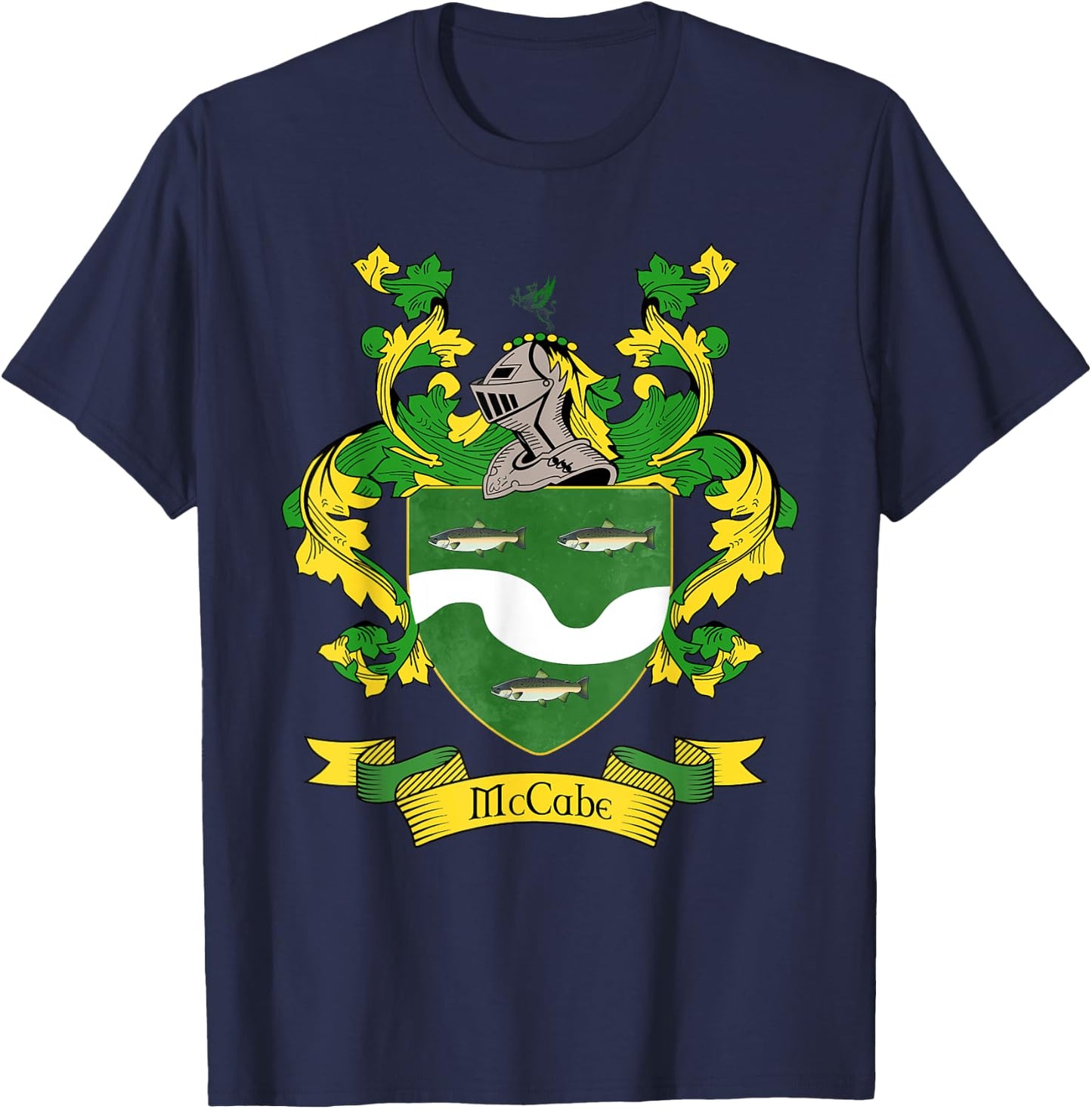 McCabe Coat of Arms | McCabe Surname Family Crest T-Shirt - T-Shirt | Navy