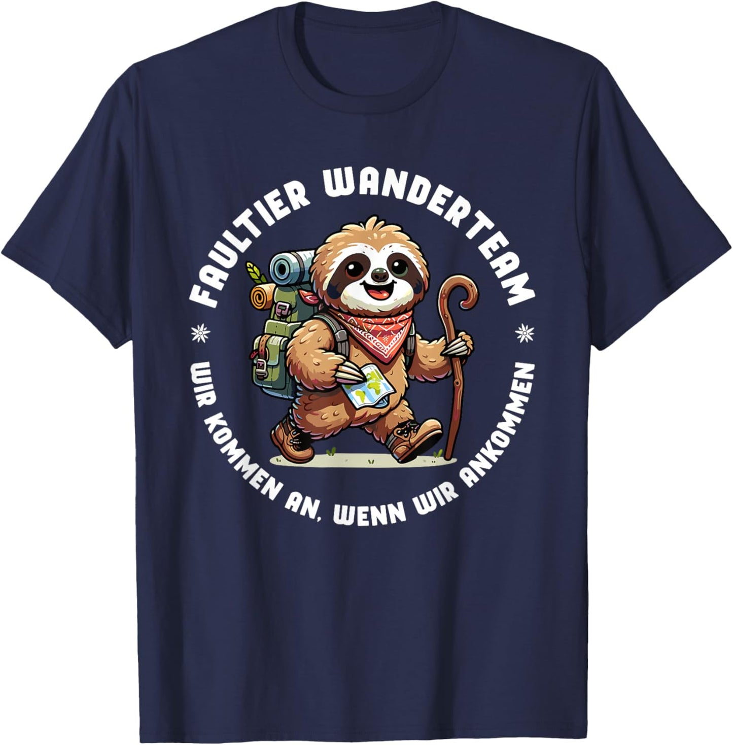 Faultier Wanderteam Bergsteiger Trekking Outdoor Wanderer T-Shirt - T-Shirt | Navy