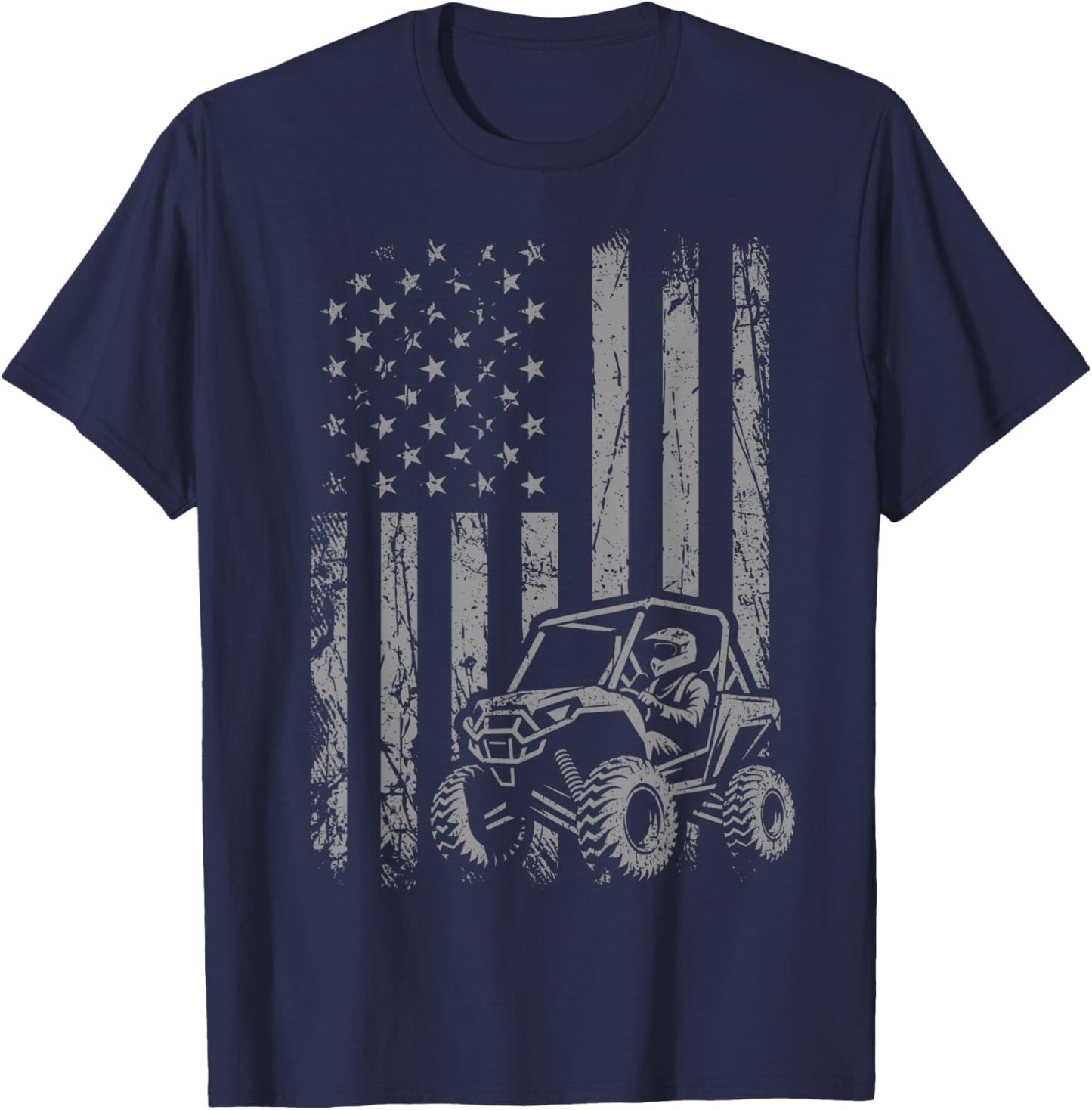 American Flag UTV Side by Side SXS Off Road T-Shirt - T-Shirt | Navy