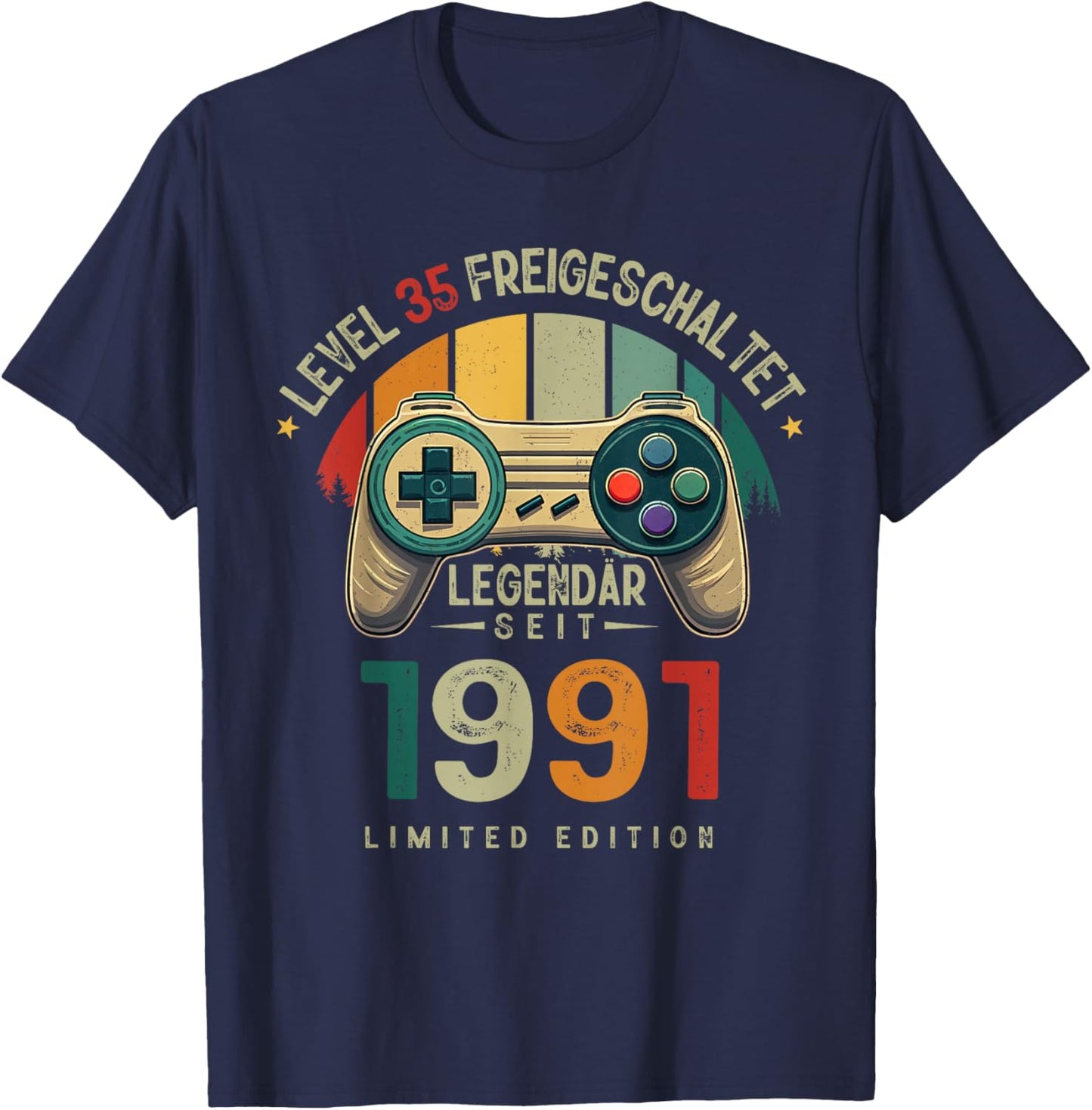 Level 35 Geburtstag Junge Gamer Mann Deko Jahrgang 1991 T-Shirt - T-Shirt | Navy