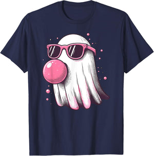 Cute Little Ghost Pastel Goth Bubble Gum Cool Halloween T-Shirt - T-Shirt | Navy