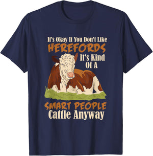 Hereford Smart People Cattle Beef Cow Livestock Farm Humor T-Shirt - T-Shirt | Navy