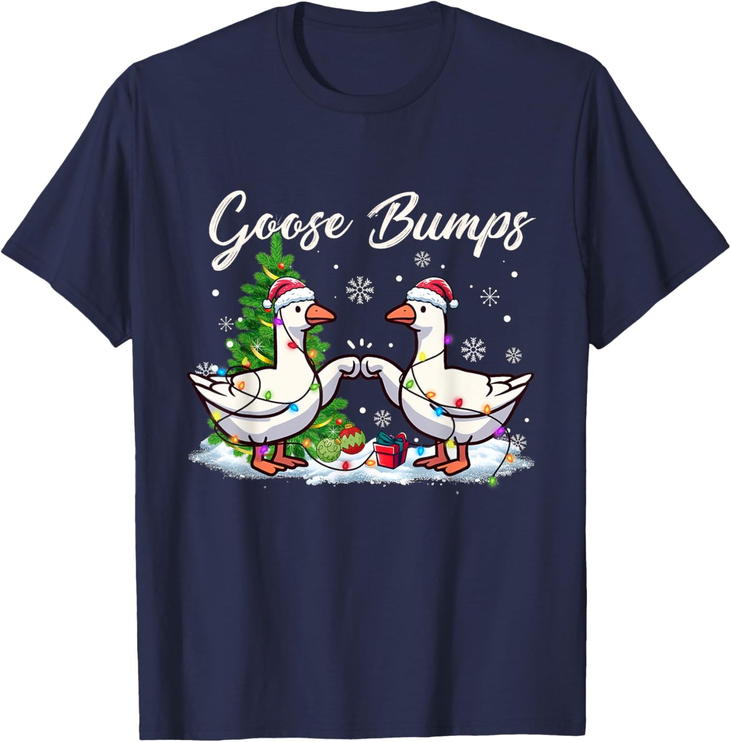 Christmas Goose Bumps Christmas Goose Geese let it snow Xmas T-Shirt - T-Shirt | Navy
