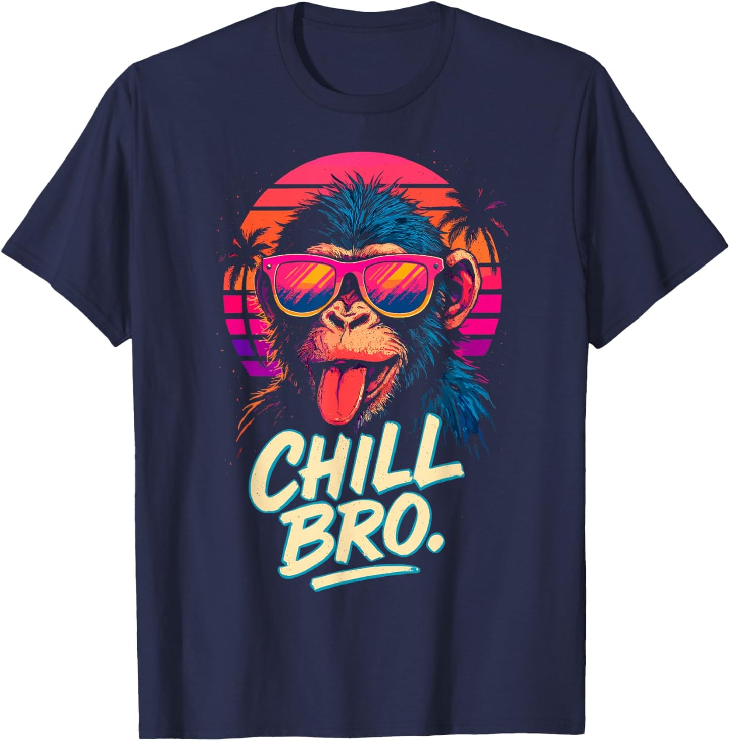 Chill Bro Cooler AFFE mit Sonnenbrille Lustiger Spruch Gamer T-Shirt - T-Shirt | Navy