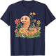 Cute Worm with Flowers I Kids Worm T-Shirt - T-Shirt | Navy