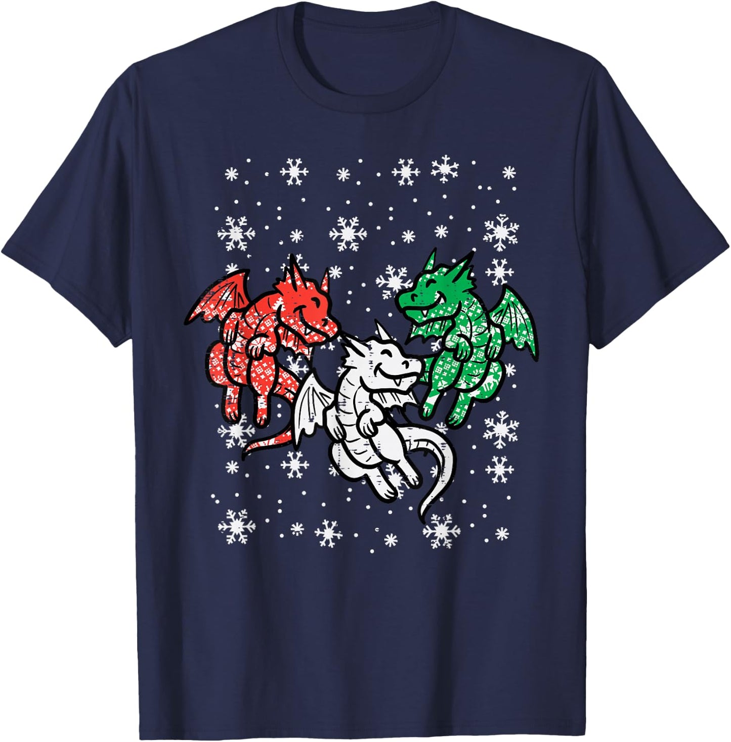 Christmas Dragons Funny Mythical Animal Men Women Kids T-Shirt - T-Shirt | Navy