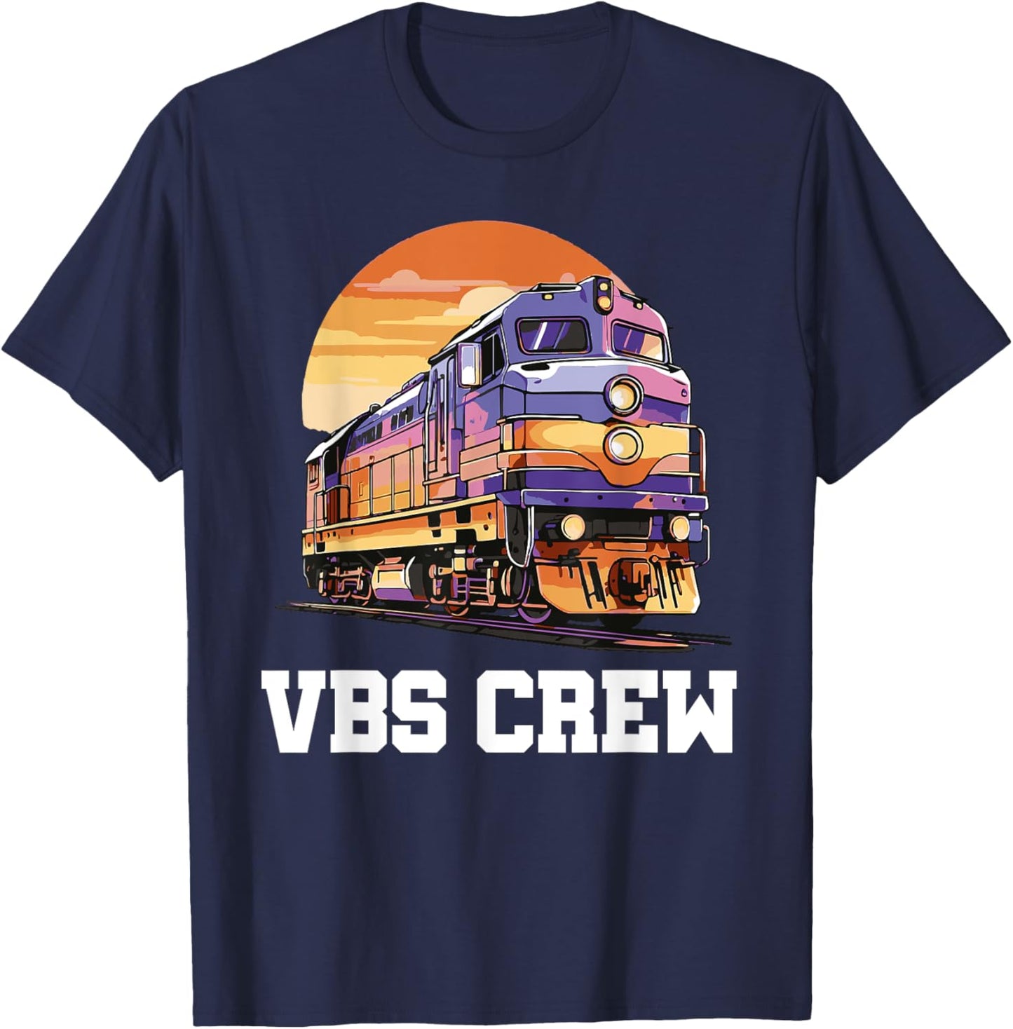 I Love VBS 2025 Vacation Bible School Railroad VBS Crew T-Shirt - T-Shirt | Navy