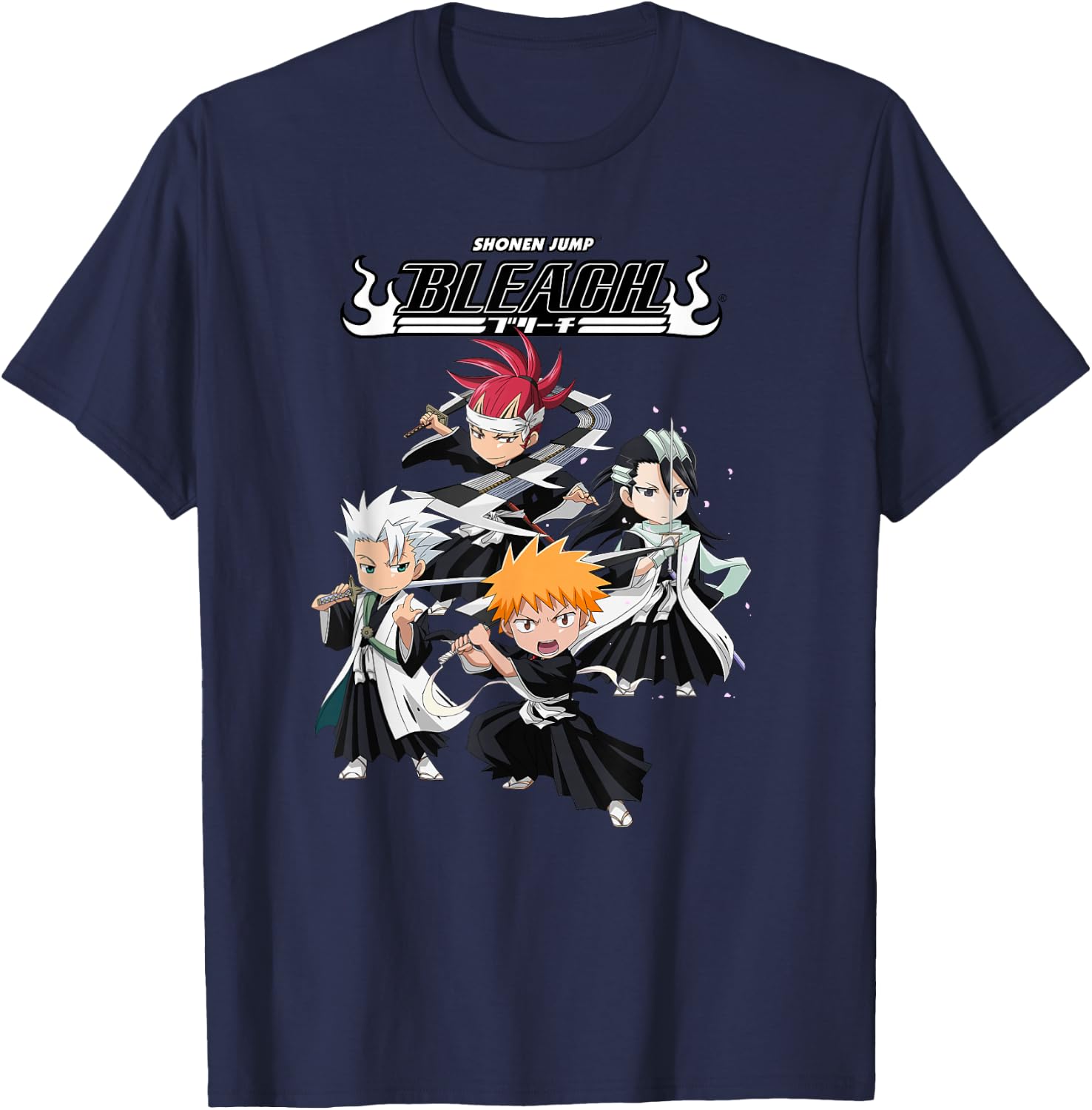 Bleach Super Group Chibi Fight Pose Anime T-Shirt - T-Shirt | Navy