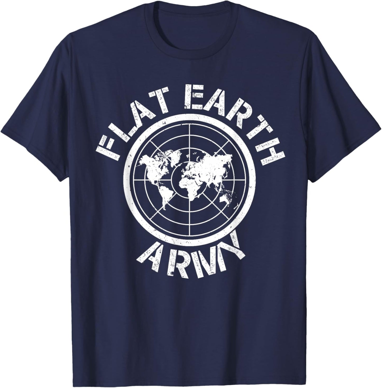 Flat Earth Army Vintage Flat Earther Theory T-Shirt - T-Shirt | Navy