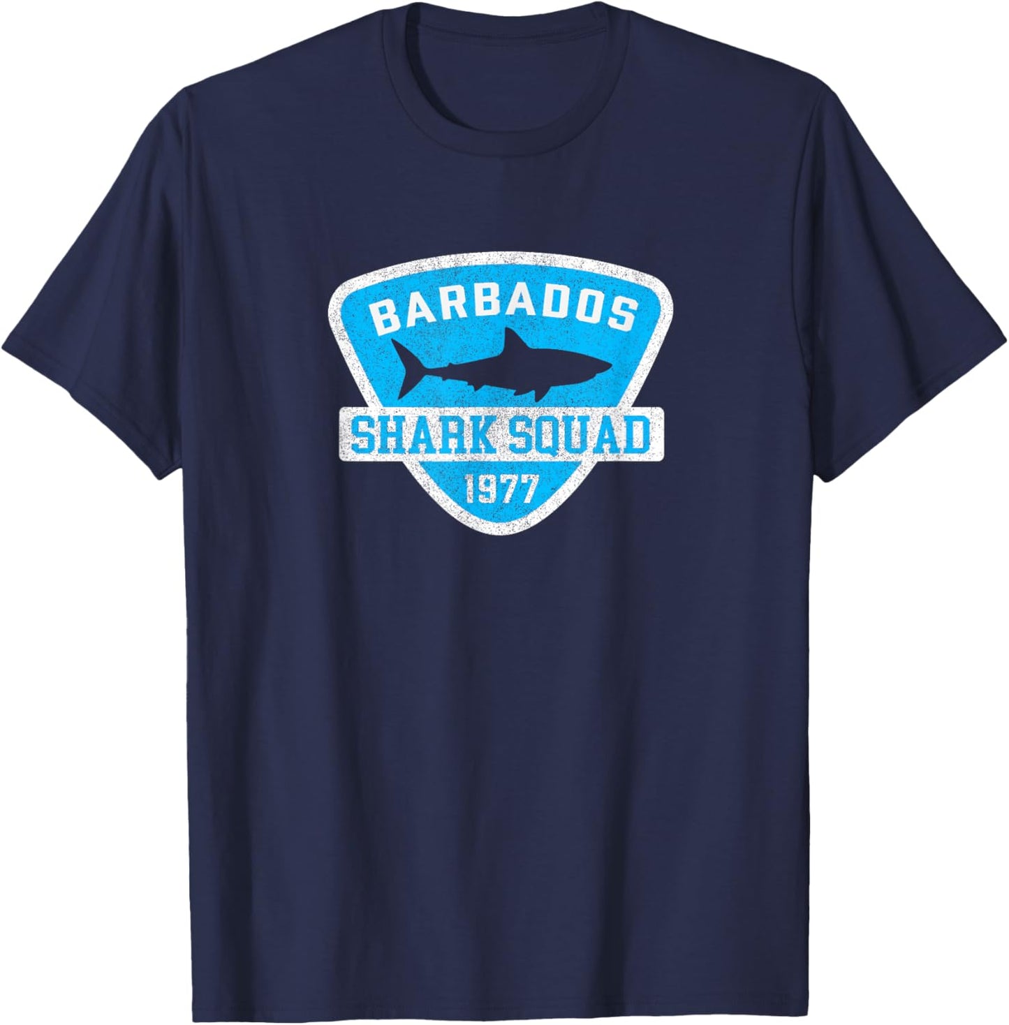 Barbados Shark Souvenir Boys Vintage Beach T-Shirt - T-Shirt | Navy