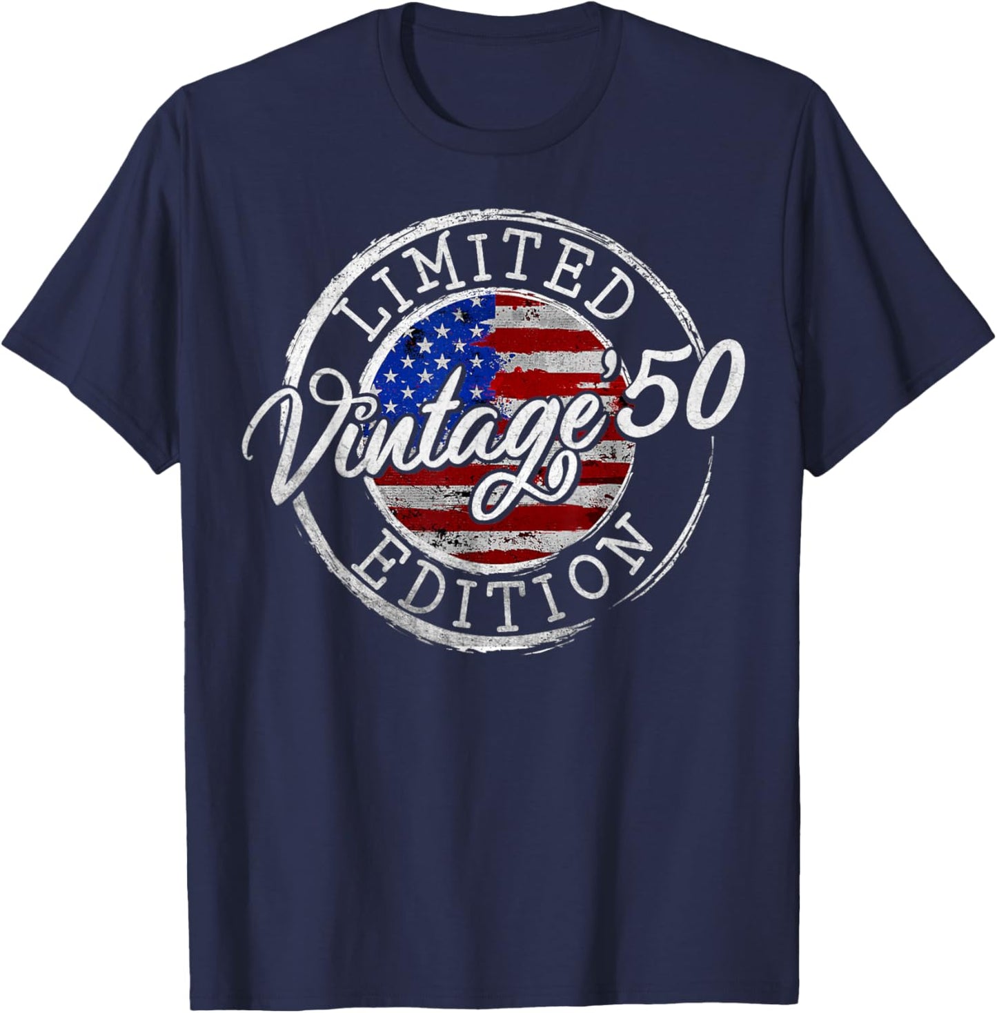 Vintage 1950 American USA Flag 74th Birthday 74 Year Old T-Shirt - T-Shirt | Navy