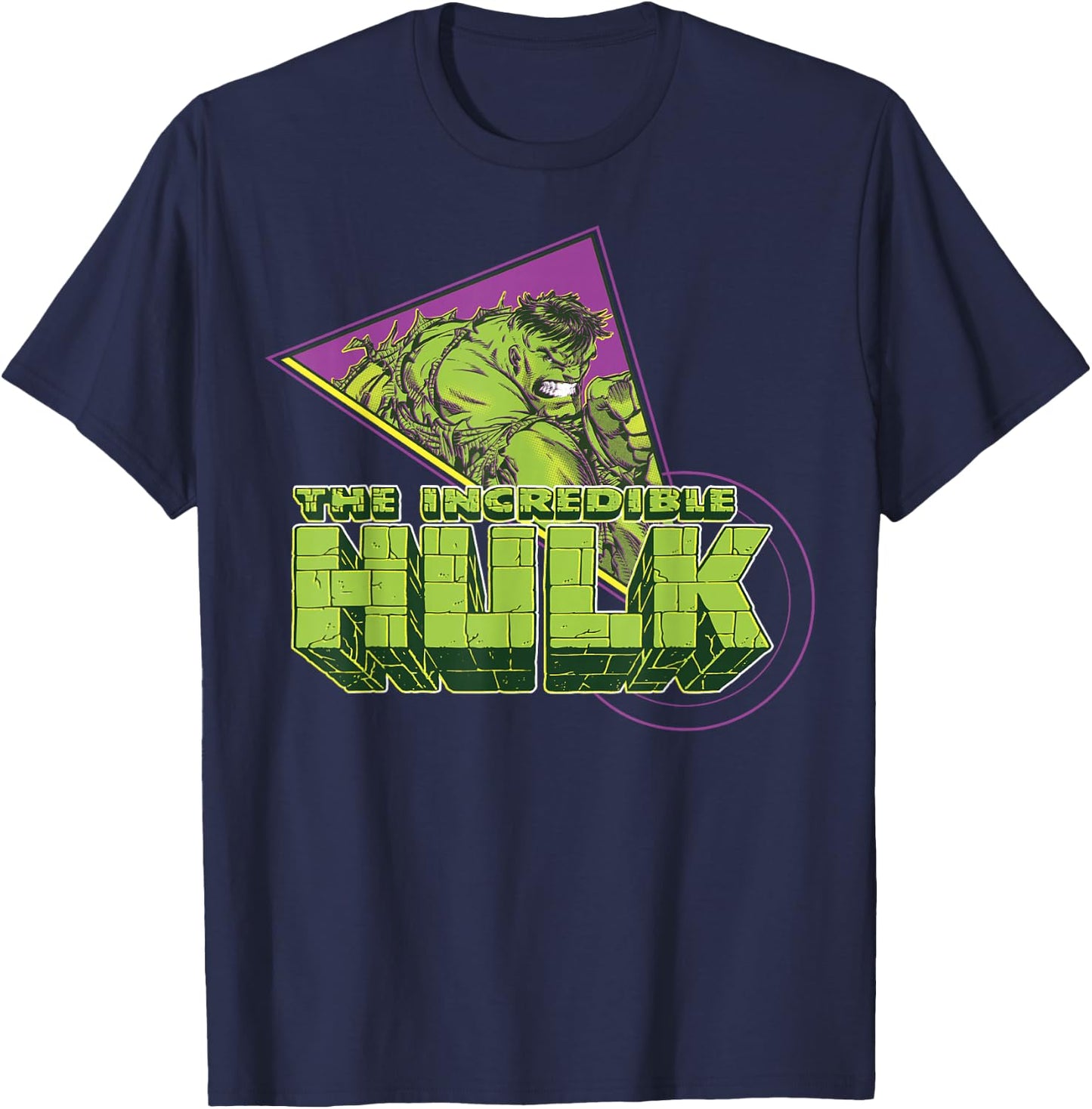Marvel The Incredible Hulk Retro Abstract Portrait Logo T-Shirt - T-Shirt | Navy