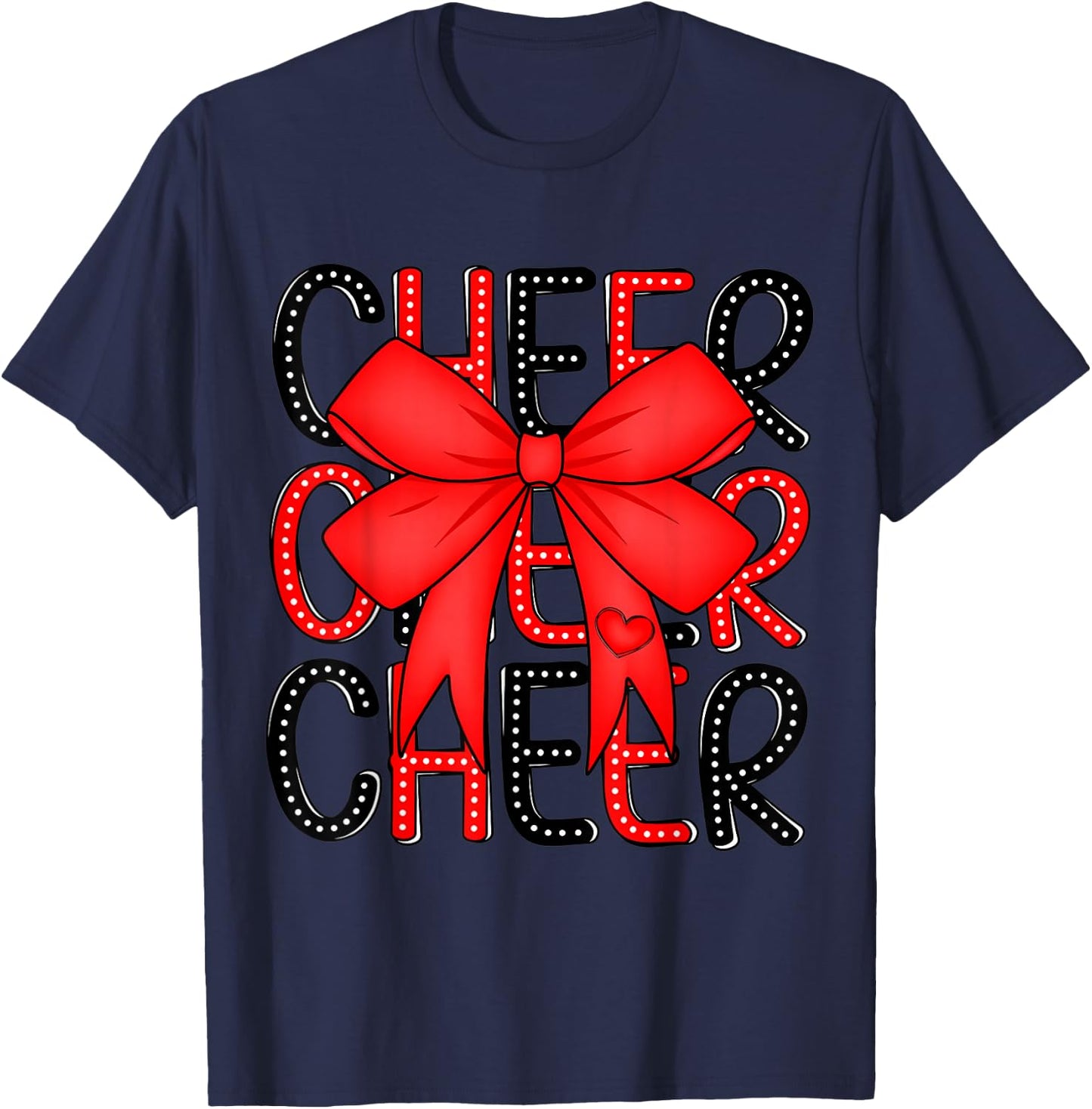 Coquette Cheer Shirt Black and Red Team Cheerleading T-Shirt - T-Shirt | Navy