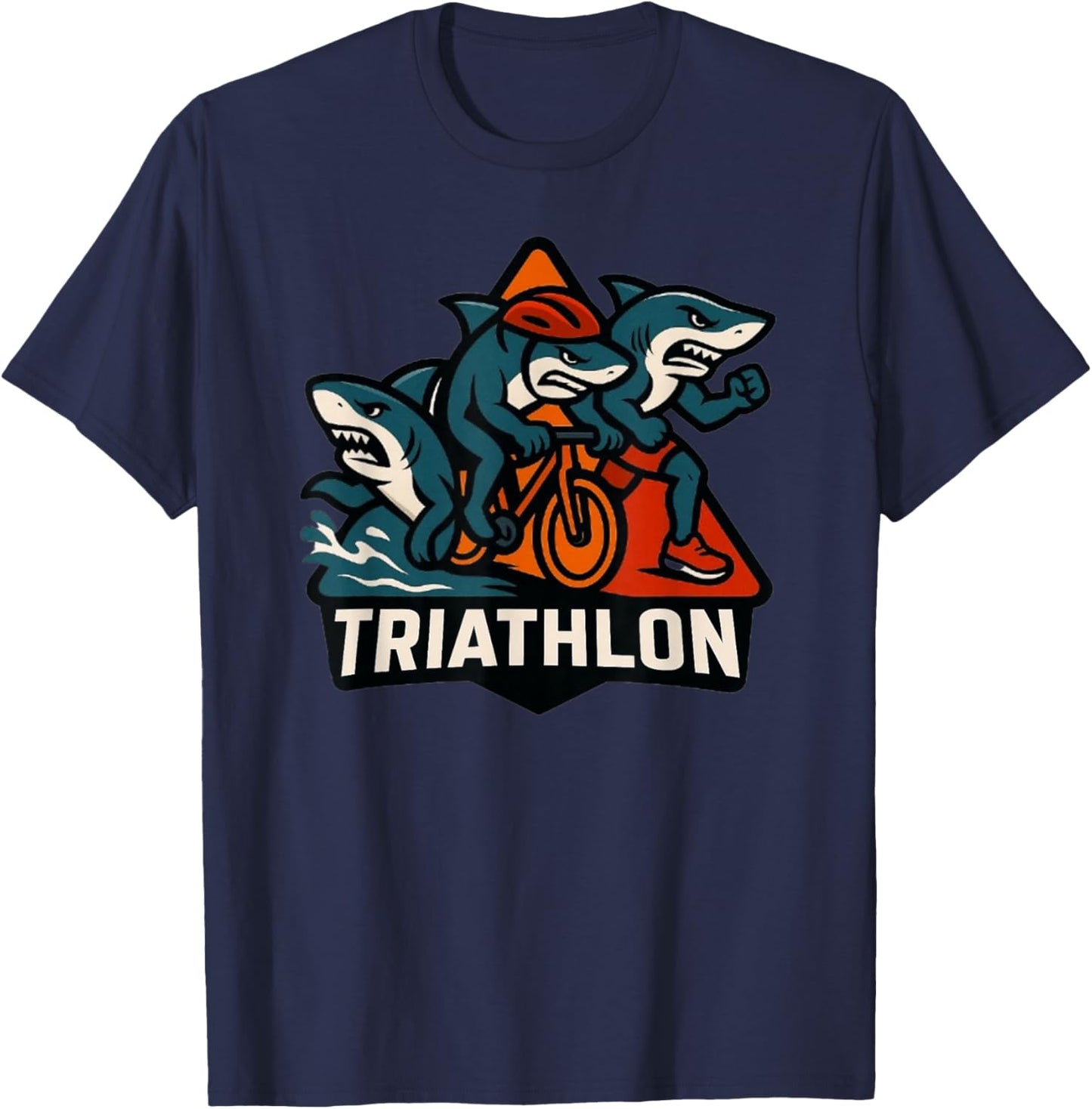 Triathlon Shark Triathlete Funny T-Shirt - T-Shirt | Navy