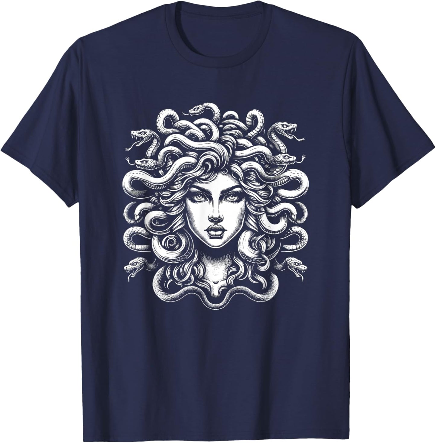 Mythos Gorgon Schlangenhaar Griechische Mythologie Medusa Kopf T-Shirt - T-Shirt | Navy