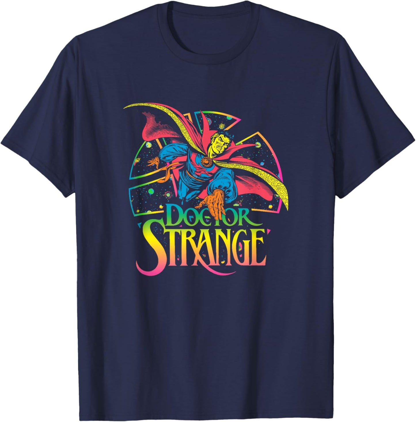 Marvel Comics Retro Classic Dr. Strange Colorful Retro Space T-Shirt - T-Shirt | Navy