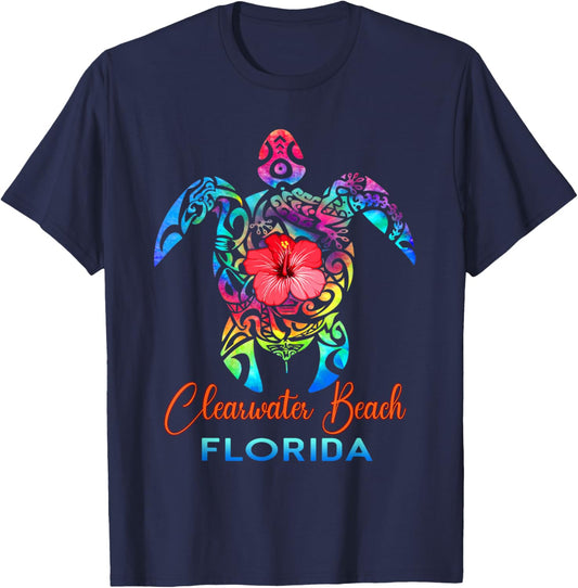 Clearwater Beach Florida 2025 Sea Turtle Summer Vacation T-Shirt - T-Shirt | Navy