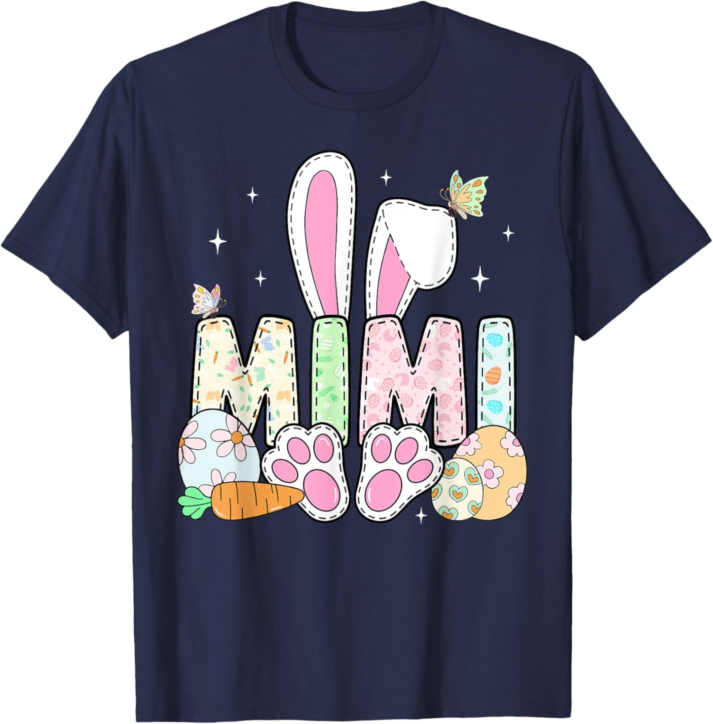 Cute Easter Bunny Mimi Family Matching Easter Day Girls Kids T-Shirt - T-Shirt | Navy