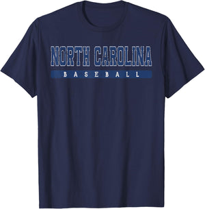 North Carolina Baseball Blue Vintage Text T-Shirt - T-Shirt | Navy