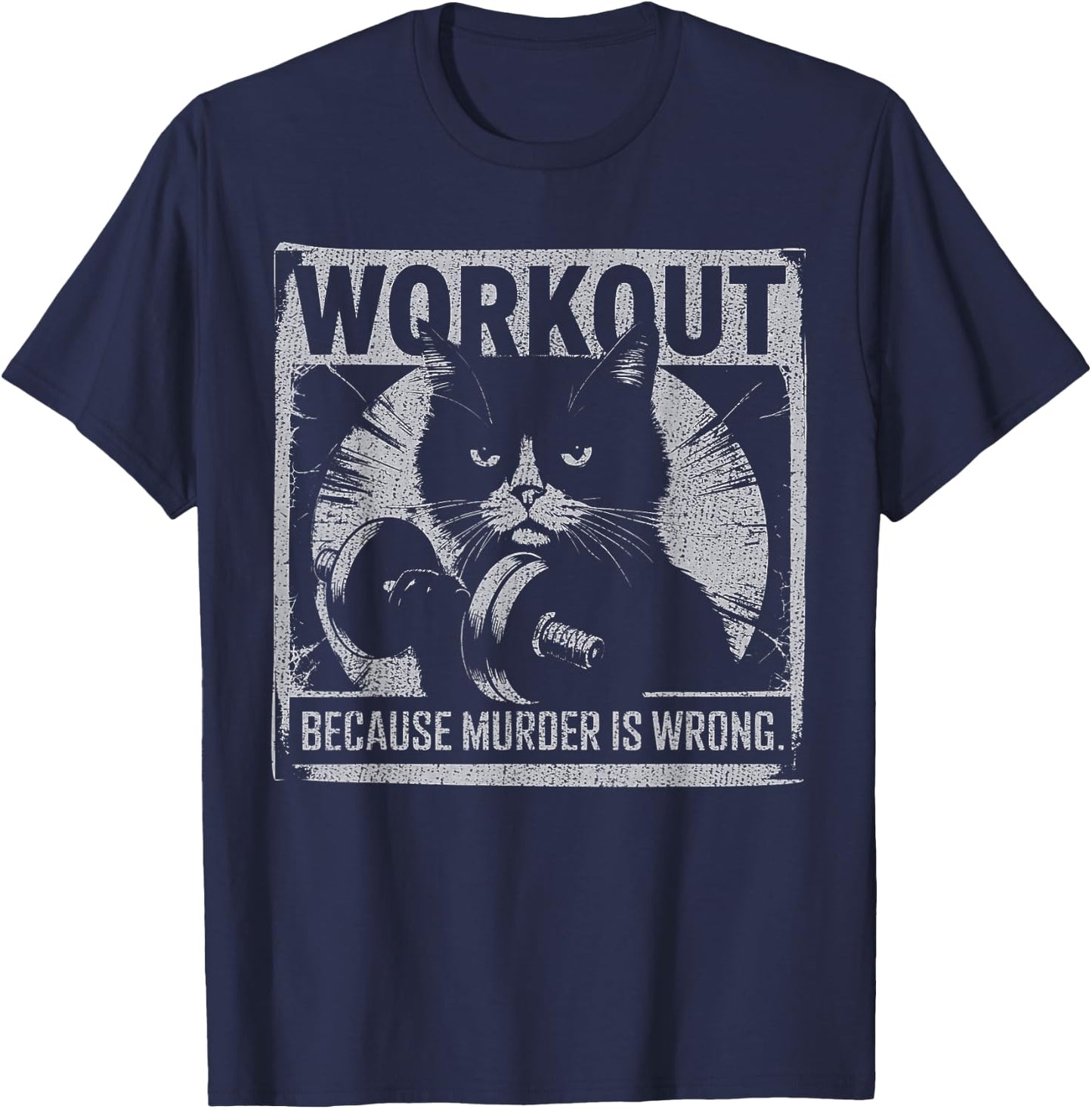 Funny Gym Parody Graphic For Cat Lovers, Ironic Workout Meme Women T-Shirt - T-Shirt | Navy