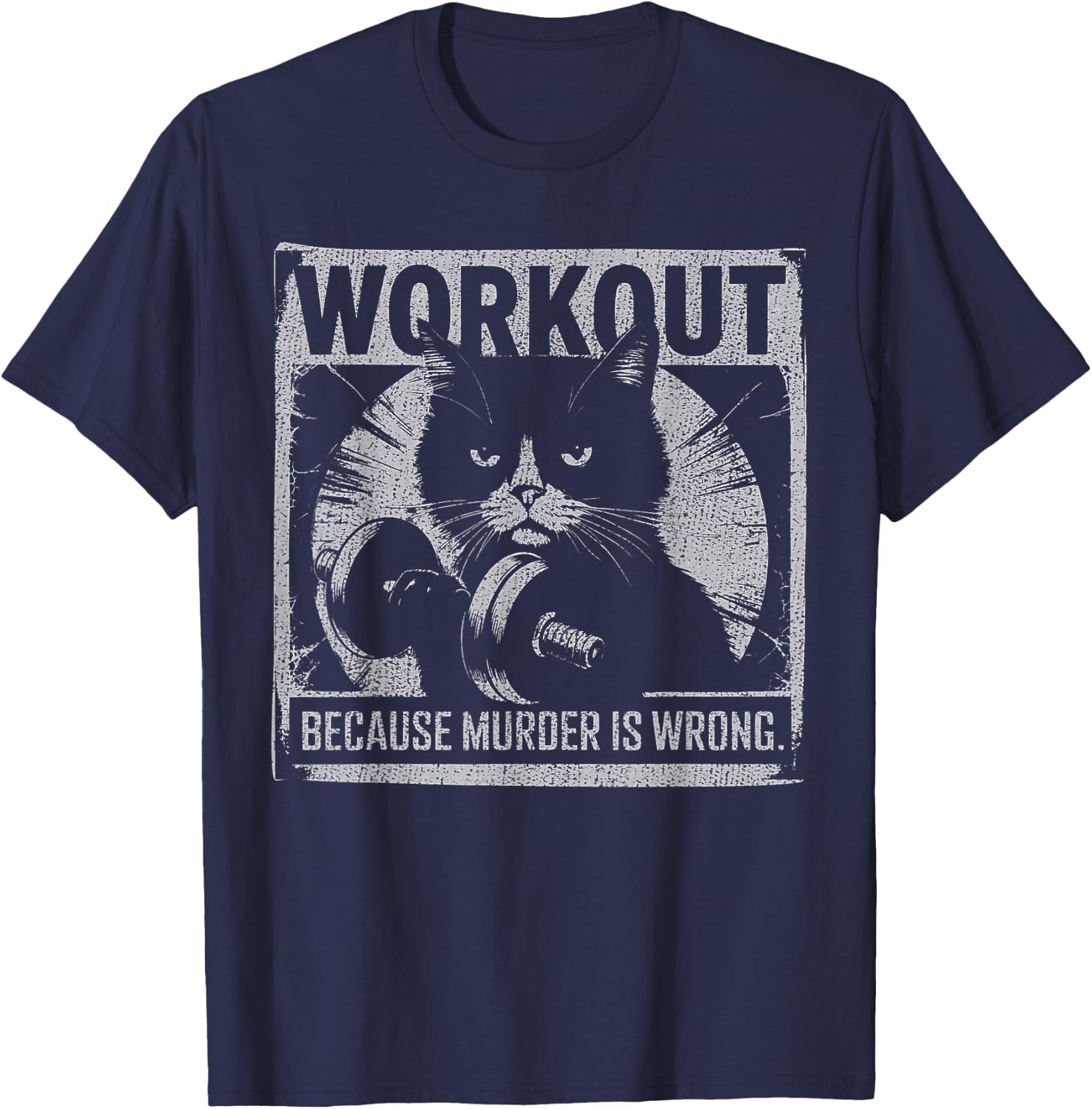 Funny Gym Parody Graphic For Cat Lovers, Ironic Workout Meme Women T-Shirt - T-Shirt | Navy
