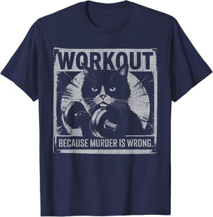 Funny Gym Parody Graphic For Cat Lovers, Ironic Workout Meme Women T-Shirt - T-Shirt | Navy
