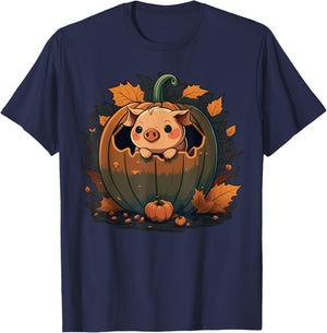 Pumpkin Pig costume on Pig Halloween T-Shirt - T-Shirt | Navy