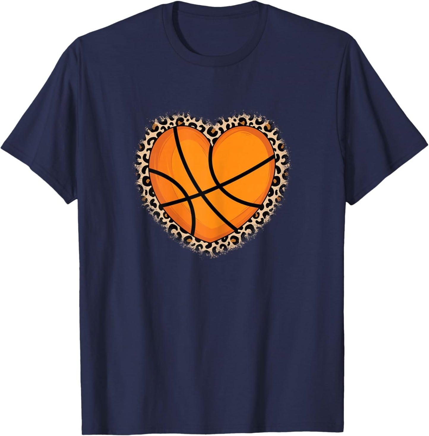 Cute Basketball Heart Basketball Lover Women Girls T-Shirt - T-Shirt | Navy