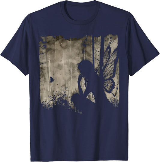Dark Fairycore Fairy Art Grunge Butterfly Alt Goth Aesthetic T-Shirt - T-Shirt | Navy