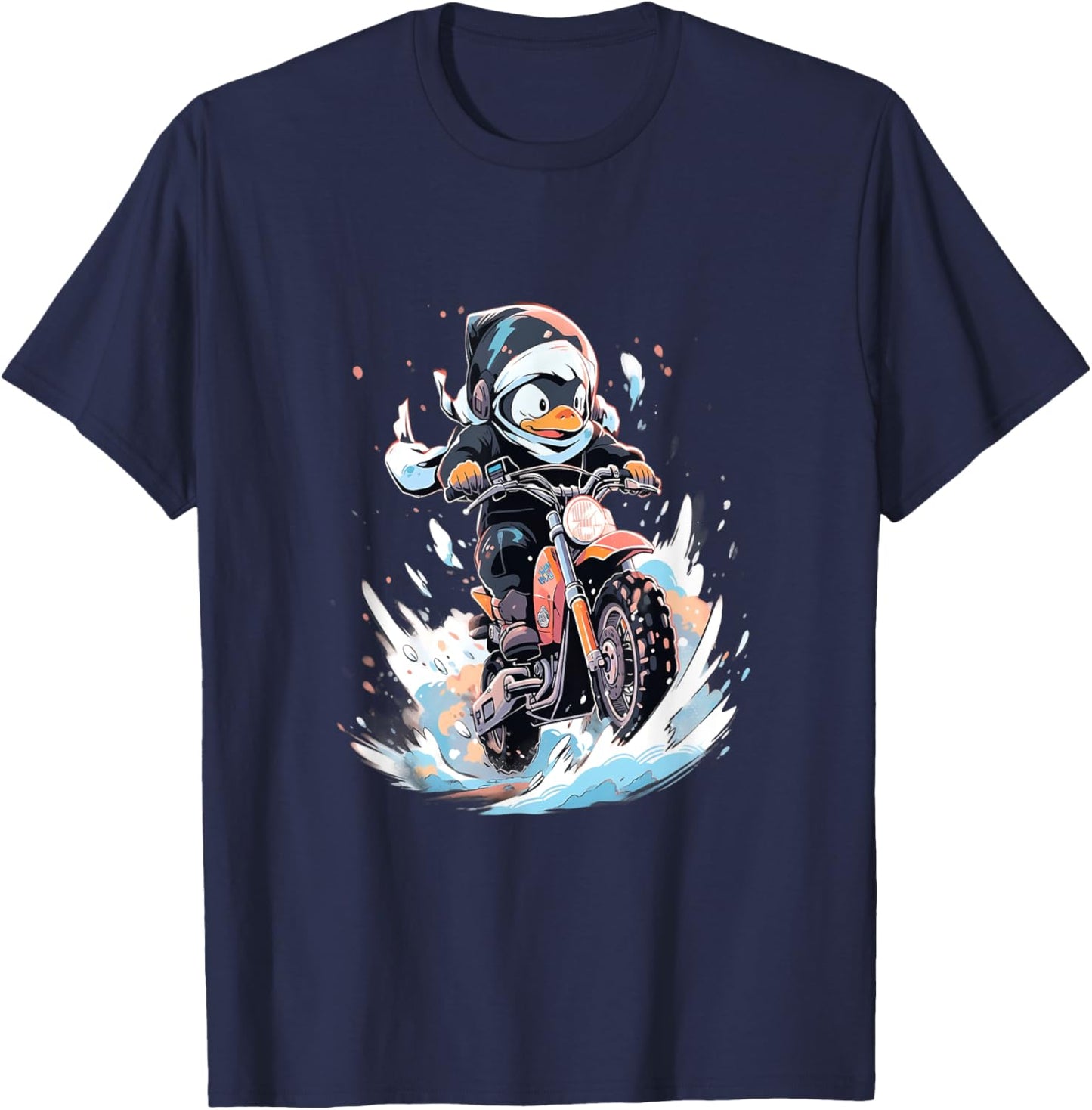 Dirt Bike Penguin Ice Racer Motorcycle Ice Racing T-Shirt - T-Shirt | Navy