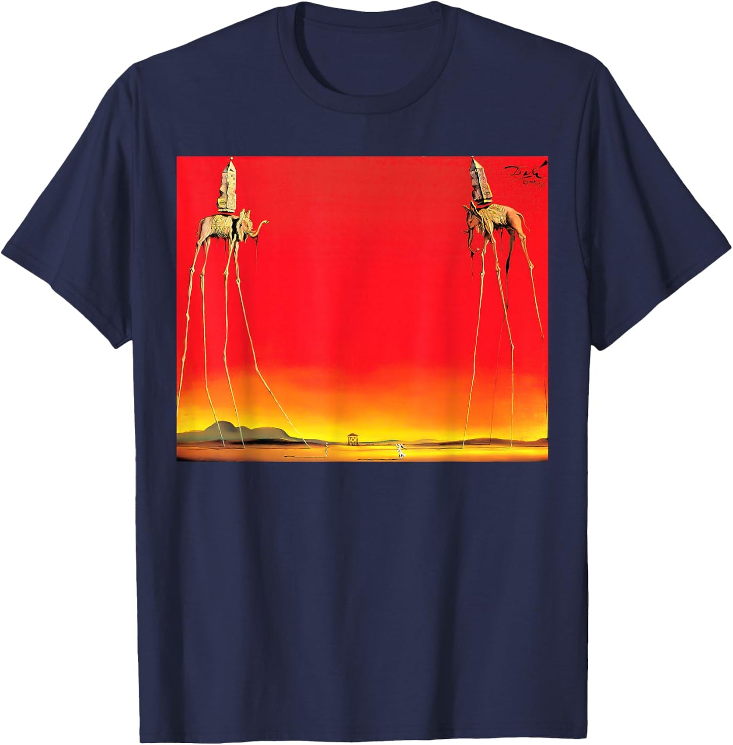 The Elephants by Dali T-Shirt - T-Shirt | Navy