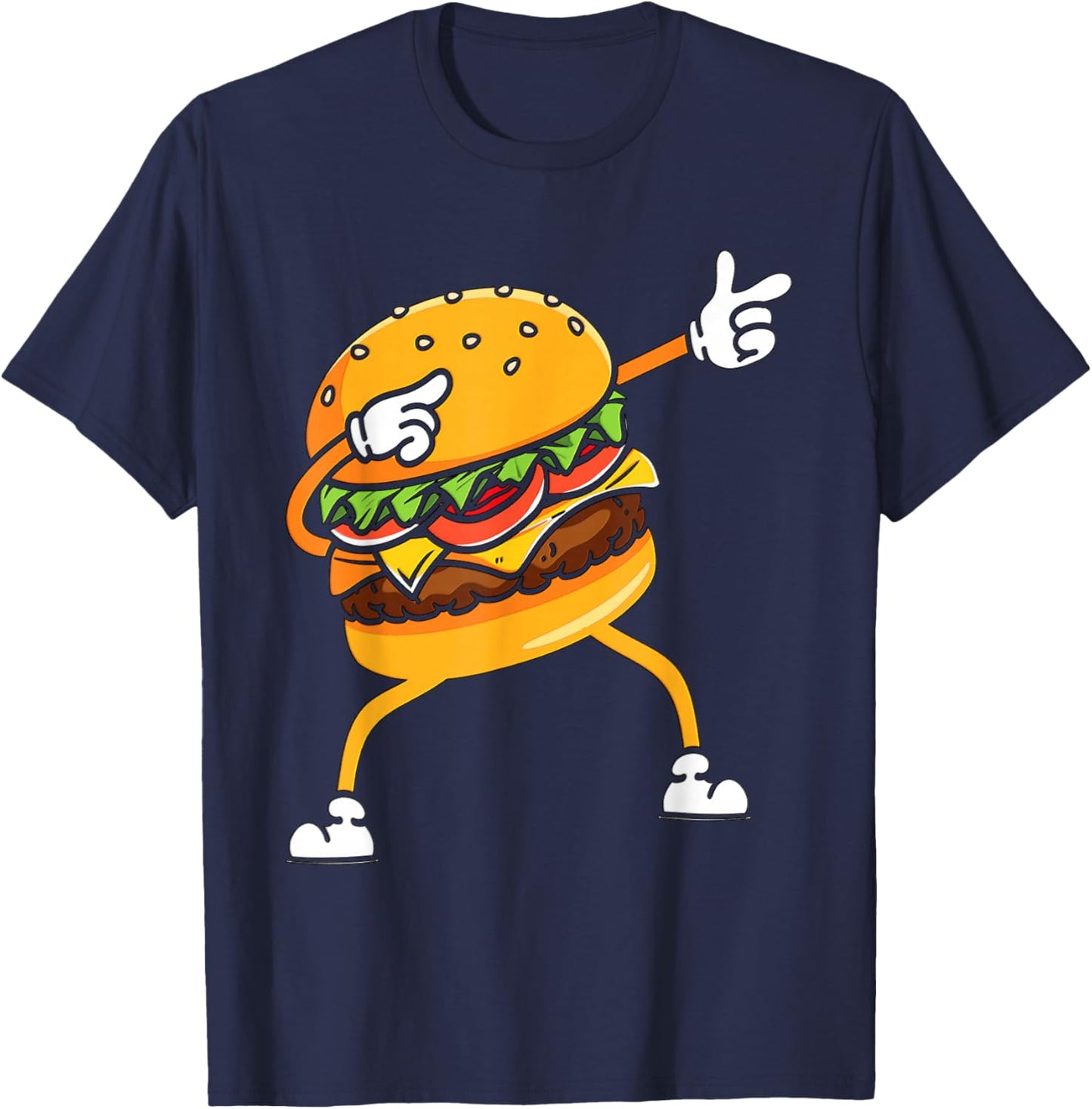 Funny Hamburger Dab Art Kids Men Women Cheeseburger Lover T-Shirt - T-Shirt | Navy