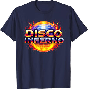 Disco Inferno: 70s Retro Groove, Funk, and Fire T-Shirt - T-Shirt | Navy