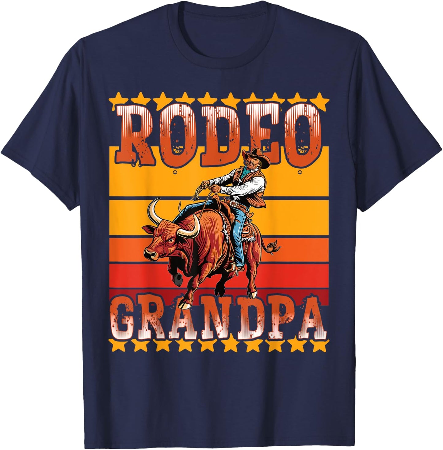 Rodeo Rider Crew Grandpa Western Cowboy Horses Bulls Rodeo T-Shirt - T-Shirt | Navy